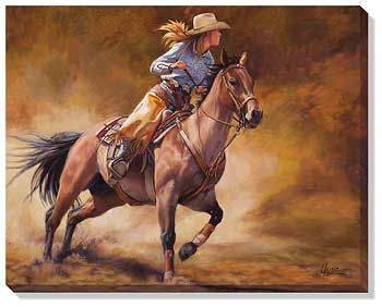 Gotta Run - Cowgirl Wrapped Canvas Art Print