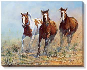 Sage Brush Run - Horses Wrapped Canvas Art Print