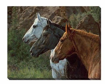 Tumalo Trio - Horses Wrapped Canvas Print
