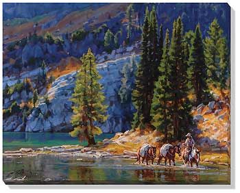 Leaving Bloomington Lake - Cowboy Wrapped Canvas Art Print