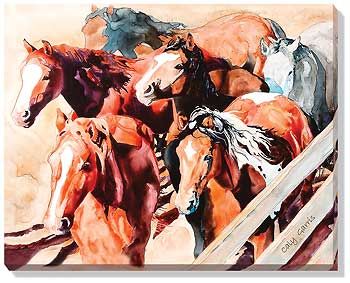 Roundup 6 - Horses Wrapped Canvas Art Print