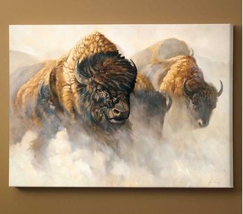 Phantoms of the Plain - Bison Wrapped Canvas Art