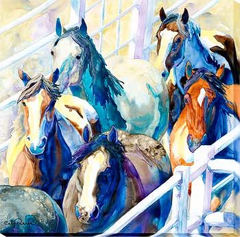 Chutes & Alleys - Horses Wrapped Canvas Art Print