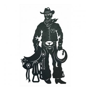 Cowboy with Saddle Metal Wall Art