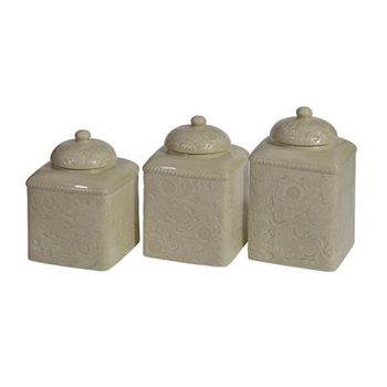Three- Piece Square Canister Set -Taupe