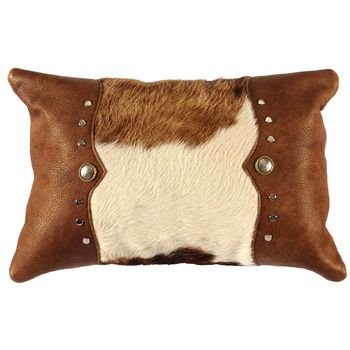 Brown and White Hair on Hide Accent Pillow