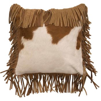 Brown and White Hair on Hide Pillow