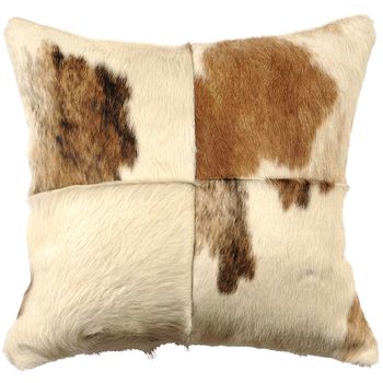 Four sectioned Brown and White Hair on Hide Pillow
