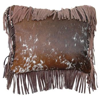 Speckled Hair on HIde with Leather Fringe