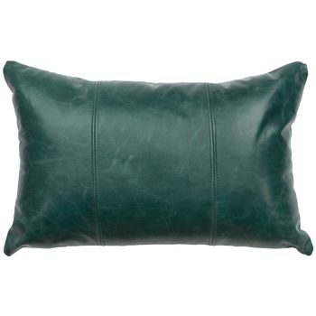 Peacock Leather Pillow with Stitching