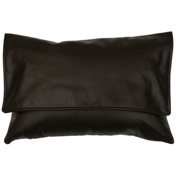 Black Leather Pillow with Flap.
