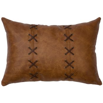 Whiskey Leather Pillow with Deerskin Lacing
