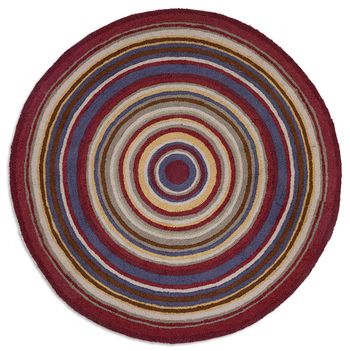 Bullseye Circle 5' Round Hooked Wool Rug