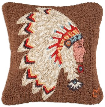 Native American Hooked Wool Pillow