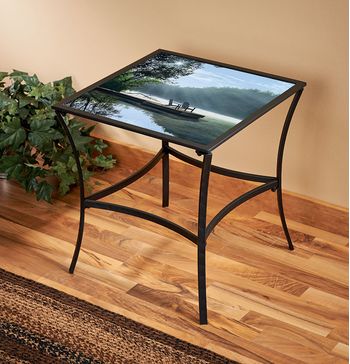 Place to Ponder Metal Glass Table