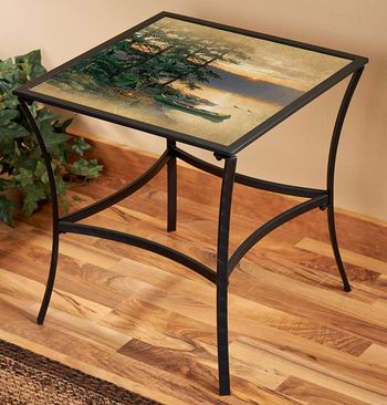 Summer Sunrise Metal & Glass Accent Table