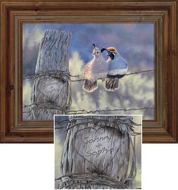 Barbed Wire Pair - Quail Framed Personalized Canvas
