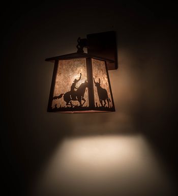 7"W Cowboy & Steer Hanging Wall Sconce