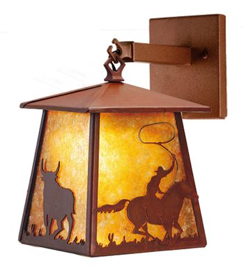 7.5"W Cowboy & Steer Hanging Wall Sconce