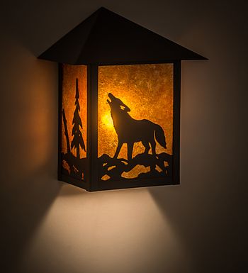 9"W Seneca Northwoods Wolf on the Loose Wall Sconce
