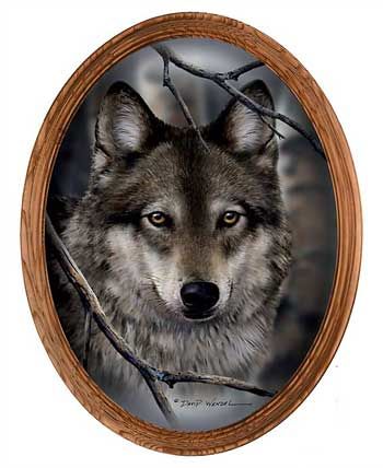 Wolf Portrait Large Framed Oval Canvas Art