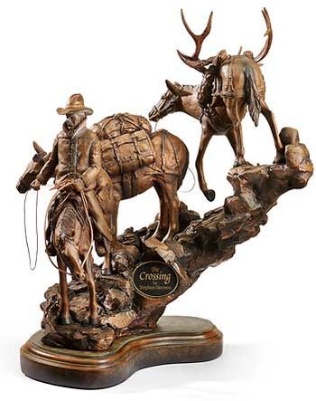 The Crossing - Cowboy & Pack Horses Sculpture