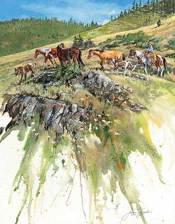 Limited Edition Print A Fine Day - Horses