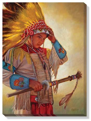 Dressed to Dance - Native American Boy Wrapped Canvas Art Print