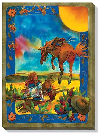 The Wild Ride - Cowgirl Wrapped Canvas Art Print