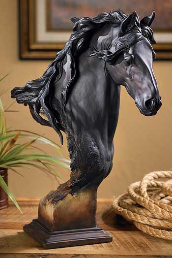 Equus - LRG Fresian Horse Bust Sculpture
