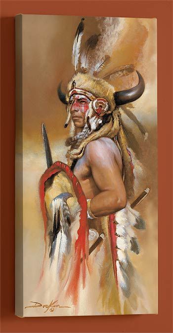 Look of War - Native American Warrior Wrapped Canvas Art Print