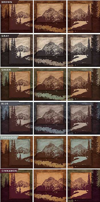 Rocky Mountain Woodcut Canvas - Blue/RIGHT