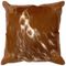 Brown and White Hair on HIde with Whiskey Leather Corners Pillow