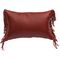 Dark Red leather Pillow with Leather Fringe