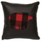 Black Leather Pillow with Buffalo Plaid bear cut out